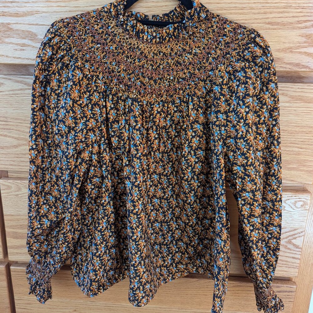 Doen Floral Blouse in Black and Brown